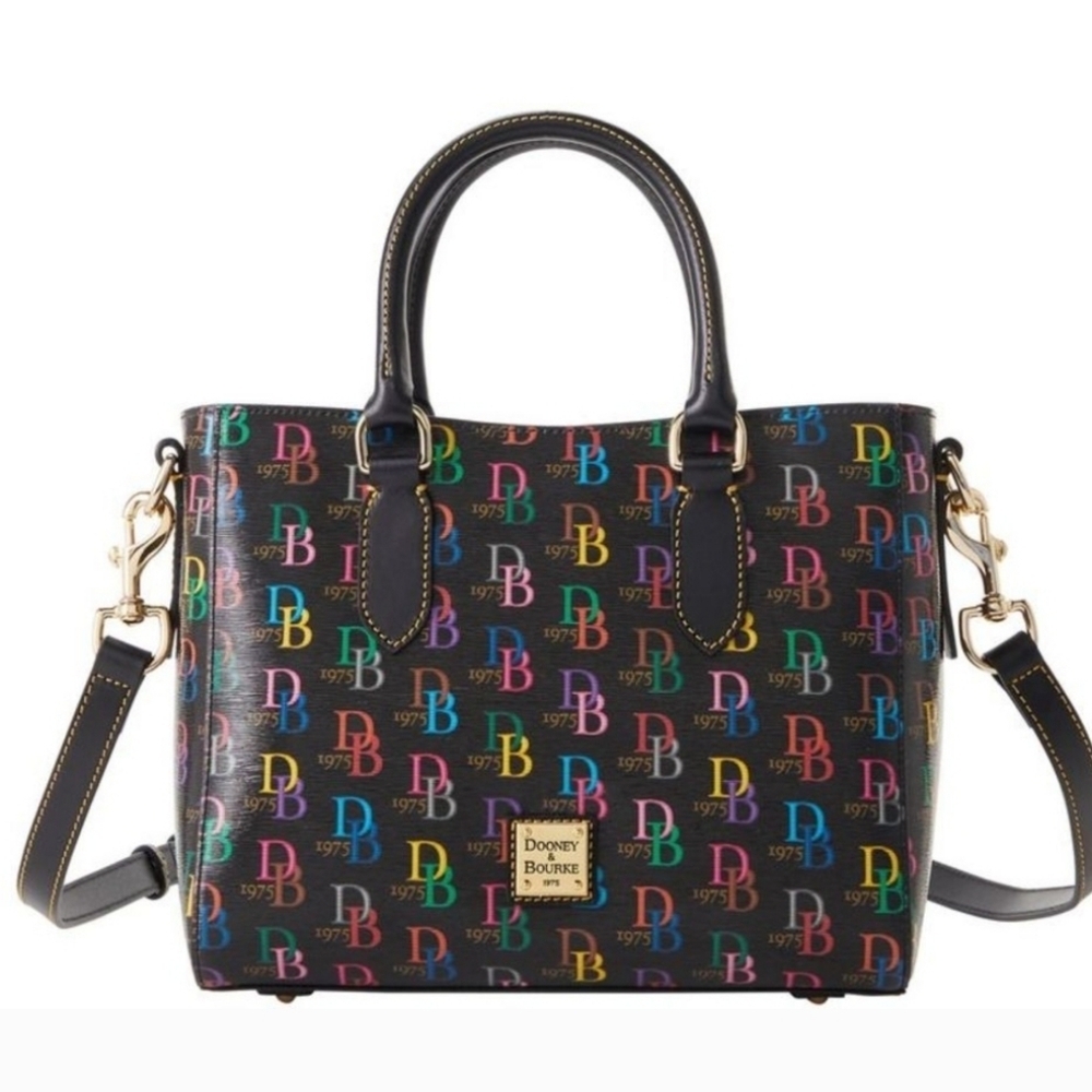 🌈▪️Dooney & Bourke ▪️DB75 Multi Top Handle Satchel Coated Canvas - Black